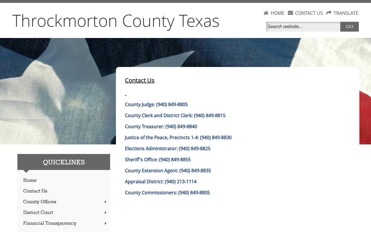 Throckmorton County Sheriff’s Office wanted-warrant contact source
